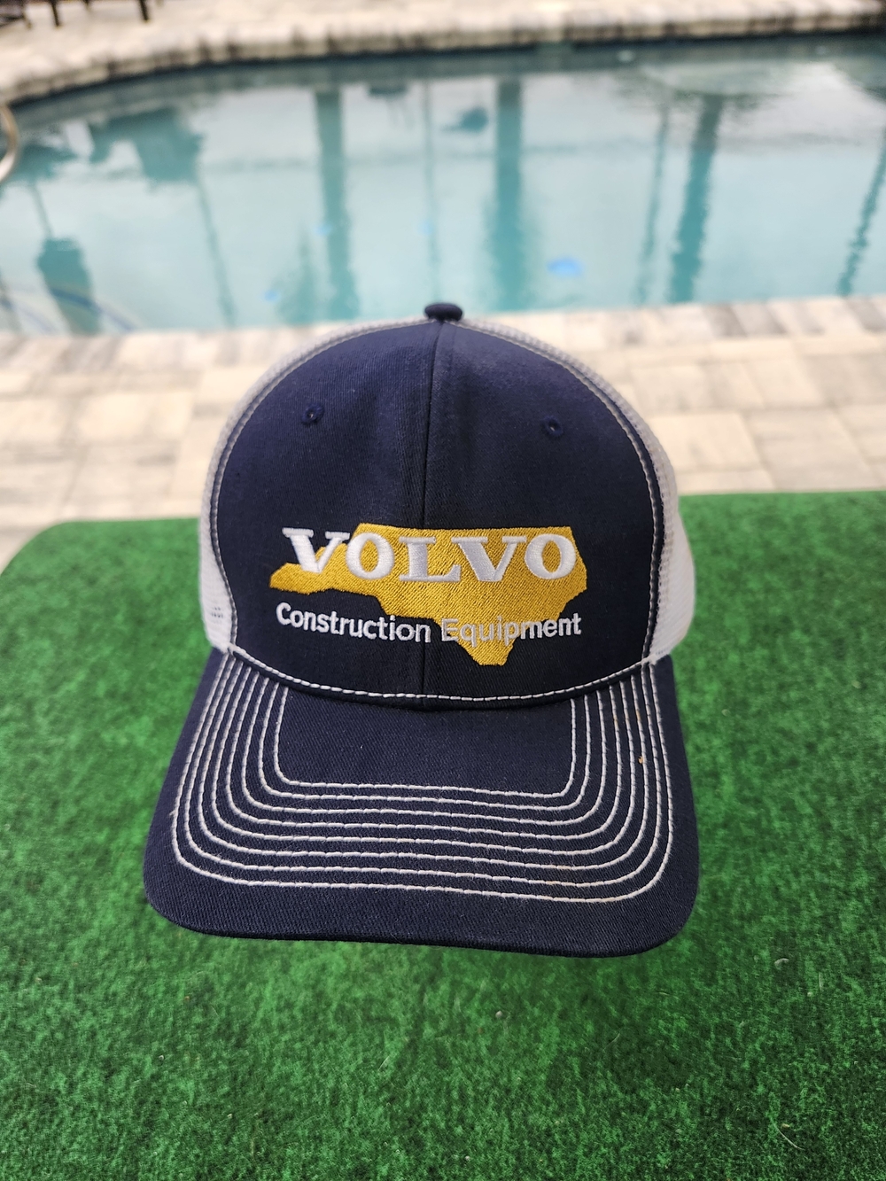 Volvo Construction Equipment Navy and White Mesh Trucker Cap North Carolina